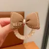 Goma para el pelo de flor con relleno de algodón de cuadros marrones para niños, estilo coreano, tela, goma para el pelo de niña, cuerda para el pelo, accesorio para el pelo
