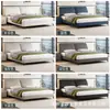 Cama Artesanal de Couro Orelha de Elefante Minimalista Moderna Simples Italiana Estilo Igual Xiaohongshu Celebridade da Internet Quarto Principal Apartamento Pequeno Cama de Casal