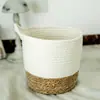 Cestería de Paja Tejida Cesta de Almacenamiento Maceta de Piso Cesta de Pasto Marino Cesta de Flores Nórdica Cesta Tejida Decoración de Plantas Cesta de Flores Cesta de Flores
