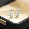 Nuevos Pendientes Pequeños de Circonita Azul de Alta Gama, Elegantes, Versátiles, Exquisitos y Versátiles Pendientes, Pendientes Pequeños para Mujer