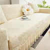 Capa de sofá estilo cream moderna, capa completa com saia anti-risco de gato, capa de sofá universal antiderrapante para sala de estar