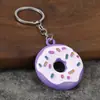 Chaveiro de rosquinha realista, pingente de sobremesa em liga metálica com gotas de óleo, chaveiro fofo para bolsa, pequeno presente, disponível para atacado