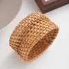 Pulsera Ancha de Ratán Estilo Playa Vacacional, Pulsera de Paja Estilo Bohemio, Pulsera Tejida a Mano Estilo Étnico Tribal