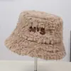 Sombrero de Pescador Cálido y Elegante, Decoración de Bordado de Letra Inglesa Simple de Color Sólido, Felpa, Cómodo, Cortavientos, Sombrero de Cubo Versátil