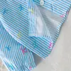 26 Conjunto de Roupa Infantil Feminina Primavera e Outono Novo Jaqueta Listrada + Jeans Retrô Moda Casual Conjunto de Duas Peças Unissex Atacado