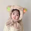 Conjunto de gorro y bufanda de invierno para niños, lindo gorro de felpa grueso que protege las orejas, gorro de felpa cálido y popular para niños y niñas