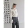 Suéter de punto liso con capucha estilo coreano para mujer, suéter de otoño ajustado, capa base, ceñido a la cintura, top moderno para invierno