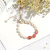 Pulseira de Pérolas de Água Doce Feminina Design de Nicho Ins Pulseira de Luxo Leve Melhor Amiga Cristal Retrô Pérola de Contas da Sorte Pulseira