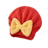 Gorro Secador de Pelo Lindo con Lazo para el Hogar, Felpa de Coral Engrosada, Absorción de Agua, Secado Rápido, Turbante para el Cabello Largo de Mujer, Gorro para Secar el Pelo