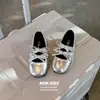 Sapatos de Couro para Meninas 2026 Primavera Novo Prata Sola Macia Sapatos de Princesa Estilo Coreano Laço Sapatos Individuais