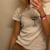 2024 impressão personalizada em taça de vinho novo moletom gola redonda casual ombro à mostra top europeu e americano moda de verão camiseta moda