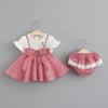 A294 comércio exterior roupas infantis atacado verão novas meninas costuradas camisa com shorts terno de duas peças 0-4 anos de idade remessa