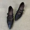 Zapatos de Salón Bajos con Punta Aguda y Tacón Grueso Estilo Retro Coreano para Mujer 2026 Temperamento de Moda Nuevo Estilo Hebilla Única Mary Jane Tacones Altos
