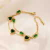 Pulseira de Aço Titânio Dourado Incrustada com Turquesa Pulseira Borboleta Cubana de Aço Inoxidável Joias Simples da Moda Europeia e Americana Atacado