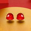 Nuevos Pendientes de Plata Esterlina con Ágata Roja para el Año del Dragón, Pendientes Rojos de Alta Gama para Niñas, Regalo de Año Nuevo para Novia