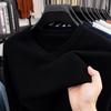 Suéter de Lã Masculino Hengyuanxiang Outono e Inverno Coração Decote V Camisa Base Quente Lã Pura Cor Sólida Malha Suéter Top