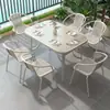 Conjunto de Mesa e Cadeiras para Pátio ao Ar Livre, Cadeiras e Mesas de Jantar para Varanda Externa, Montagem de Área de Lazer para Loja de Chá com Leite, Mesas de Ferro Forjado para Exterior