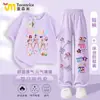 Conjunto de Pantalones Anti-Mosquitos para Niñas Kpop Demon Slayer Transpirable Verano Nueva Camiseta Raglán de Manga Corta para Niños Conjunto de Verano Tendencia