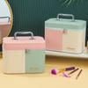 Bolsa de Maquiagem Portátil Dupla Cor Macaron Couro PU Tendência Grande Capacidade Estojo de Maquiagem Bolsa de Armazenamento Bolsa de Armazenamento Expansível