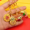 Chaveiro Pingente Esmalte Ouro de Areia Método Antigo Guochao Pingente Saco da Sorte Cinco Imperadores Vazado Presente Comemorativo de Ponto Turístico