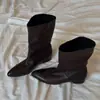 Botas de montar vintage de cuero para mujer con punta y que aumentan la altura, botines cortos de cuero suave de corte ancho adelgazantes, botas Martin por encima de la rodilla y de media pantorrilla