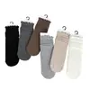 Nuevos calcetines de canalé con volantes de color liso para otoño e invierno, calcetines básicos de encaje estilo coreano versátiles para apilar para mujer, algodón