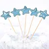 Bandera de Cuero Brillante Reflectante de PU Estrella de Cinco Puntas Inserto para Pastel de Cumpleaños Horneado Tarta Postre Mesa Tarjeta Inserto de Nube