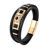Joias europeias e americanas novas atacado pulseira simples retrô de couro trançado pulseira masculina multicamadas de aço titânio presente de Natal