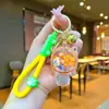 Llavero de Tortuga Luminosa Rellena de Aceite con Tortuga de Cristal Colgante de Arena Movediza Encanto de Regalo Pequeño Decoración para Bolso de Pareja Regalo