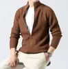 Nuevo Cárdigan de Patrón de Árbol para Hombre de Otoño e Invierno Suéter de Manga Raglán Cuello Alto Moda Casual Suelto Chaqueta de Suéter Tejida