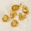 Pendientes Transfronterizos de Lujo Accesible de Nuevo Diseño Dongguan de Acero de Titanio para Mujer Moda de Alta Gama Pendientes Martillados Recubiertos de Acero Inoxidable Dorado de 18K