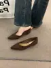 Zapatos de vestir de tacón de cuña para mujer de estilo francés de nicho, color marrón, para primavera y otoño 2025, de punta fina, para ir al trabajo, de noche, zapatos de abuela