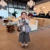 Chaleco Grueso Acolchado de Cuadros para Niña Ropa Exterior Invierno Nuevo Estilo Niños Bebé Niña Cálido Falso Dos Piezas Conjunto de Pantalones de Algodón