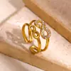 Anel Europeu e Americano de Moda Transfronteiriço Novo Estilo Infinito Micro-Incustado com Zircônia Vazada para Mulheres, Anel de Ouro de Luxo Leve de Nicho