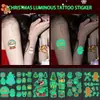 Adesivo de Tatuagem Luminous de Desenho Animado de Natal Papai Noel Boneco de Gengibre Boneco de Neve Longa Duração à Prova d'Água e Suor Maquiagem para Rosto e Mãos