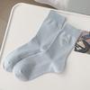 Medias de longitud media medias medias apiladas doble calcetines calcetines para mujer costura Rakou algodón desodorante calcetines de algodón bordados sin costuras amor primavera y otoño