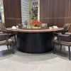 Nueva Mesa de Comedor Eléctrica de Hotel Estilo Chino, Mesa Redonda Grande con Plato Giratorio de Piedra, Mesa para Comida Caliente con Inducción para 15 Personas, Uso Doméstico