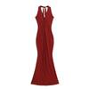 Vestido Sexy Quente de Renda com Amarração no Pescoço Halter Torcido Estilo Cauda de Peixe para Mulheres, Novo Estilo de Verão Cintura Alta Bodycon Costas Nuas Longo