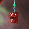 Palo de rosa y Sándalo verde Juguete de oso Oso de peluche Talla de madera Colgante para teléfono móvil Accesorio para bolso Accesorio