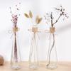 Jarrón de cristal pequeño, jarrón decorativo, sencillo, para sala de estar, decoración creativa, flores, transparente, flores secas, botella.