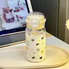 Taza de Plástico con Popote Nuevo Verano 2026, Alto Valor Estético, Portátil, Gran Capacidad, Doble Boquilla para Beber, Doble Uso, Portátil para Niñas