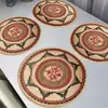 Temu Venda Quente Padrão Diamante Impressão 2D Jogo Americano Redondo Estilo Boêmio Jogo Americano de Terra de Diatomáceas Absorvente de Água e Antiderrapante