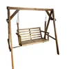 Columpio de ocio exterior de madera maciza carbonizada para dos personas, para balcón y patio, silla columpio engrosada para parque