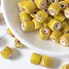 Grânulos Cerâmicos Bicolores com Esmalte Floral Vintage Estilo Japonês, Grânulos Espaçadores Versáteis para Acessórios de Pulseira Artesanal DIY