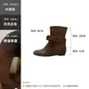 Botas de tornozelo estilo francês, delicadas, com laço patchwork para mulheres, nova coleção outono/inverno 2026, bico redondo, design retrô, com tiras, efeito emagrecedor, botas da moda