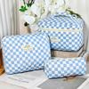 Bolsa de Mano Acolchada Estilo Coreano de Gran Capacidad para Cosméticos Set de Tres Piezas Bolsa de Almacenamiento Portátil