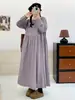 Vestido Largo de Otoño 2025 Estilo Japonés Mori Girl Bordado de Flores Manga Larga Cuello Redondo Cubriendo Carne Adelgazante Holgado Vestido Largo de Mujer