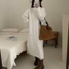 Vestido tipo suéter de punto holgado de talla grande para mujer, estilo coreano, con cuello alto, estilo holgado, para otoño e invierno
