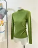 Camisa Base de Malha com Gola Alta e Fio Cardado para Mulheres Outono e Inverno 2026 Suéter com Gola Alta e Caimento Regular nos Ombros