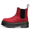 Botas Chelsea Verdes Crazy Horse de Primera Capa 2976 para Mujer, Botas de Motocicleta de Suela Gruesa, Botines de Piel Genuina, Zapatos sin Cordones de Plataforma